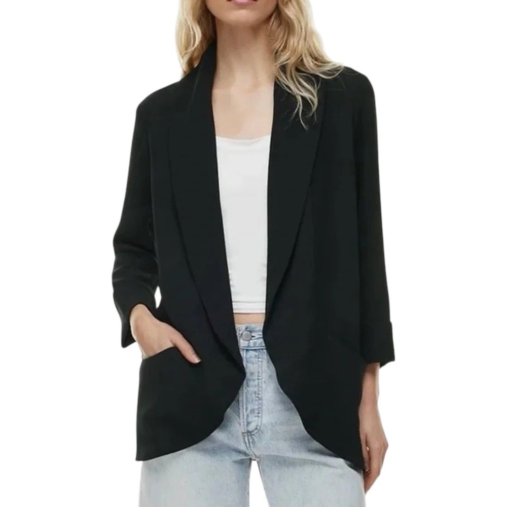 ARITZIA WILFRED Chevalier Jacket Womens Size 6 Black Open‎ Front Shawl Collar